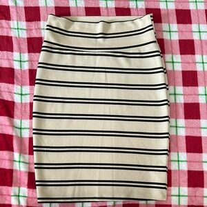 Lularoe white skirt with skinny black stripes